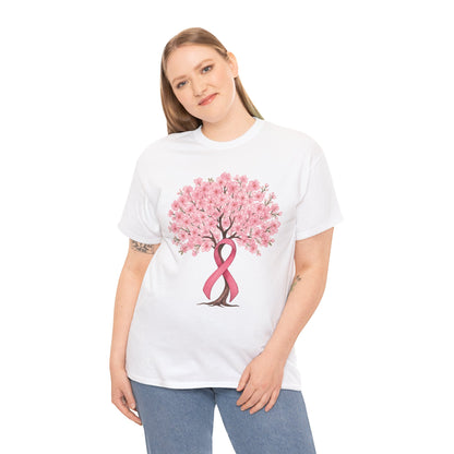 Pink ribbon cherry blossom tree t-shirt, additional product view
