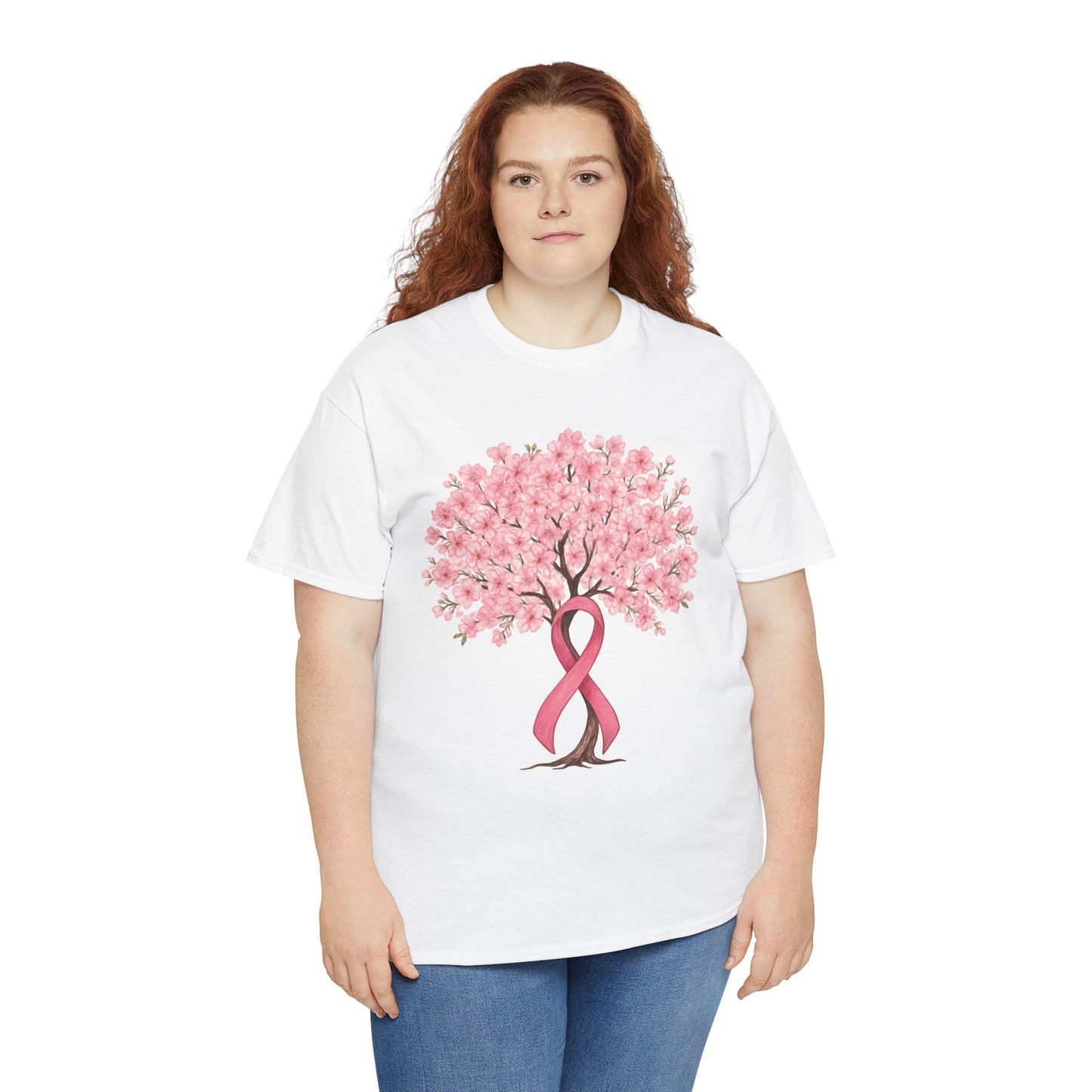 Pink ribbon cherry blossom tree t-shirt, additional product view