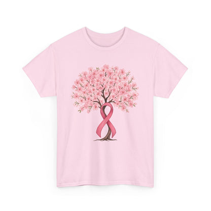 Light pink cherry blossom tree t-shirt with pink ribbon trunk