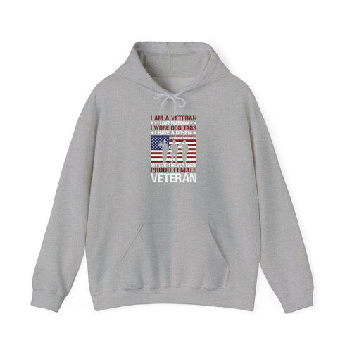 Sport Grey Proud Female Veteran My Oath Never Ends hoodie, front view