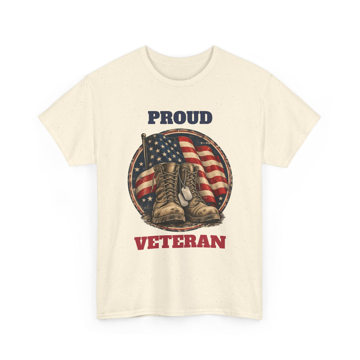 Natural Proud Veteran T-Shirt, front view
