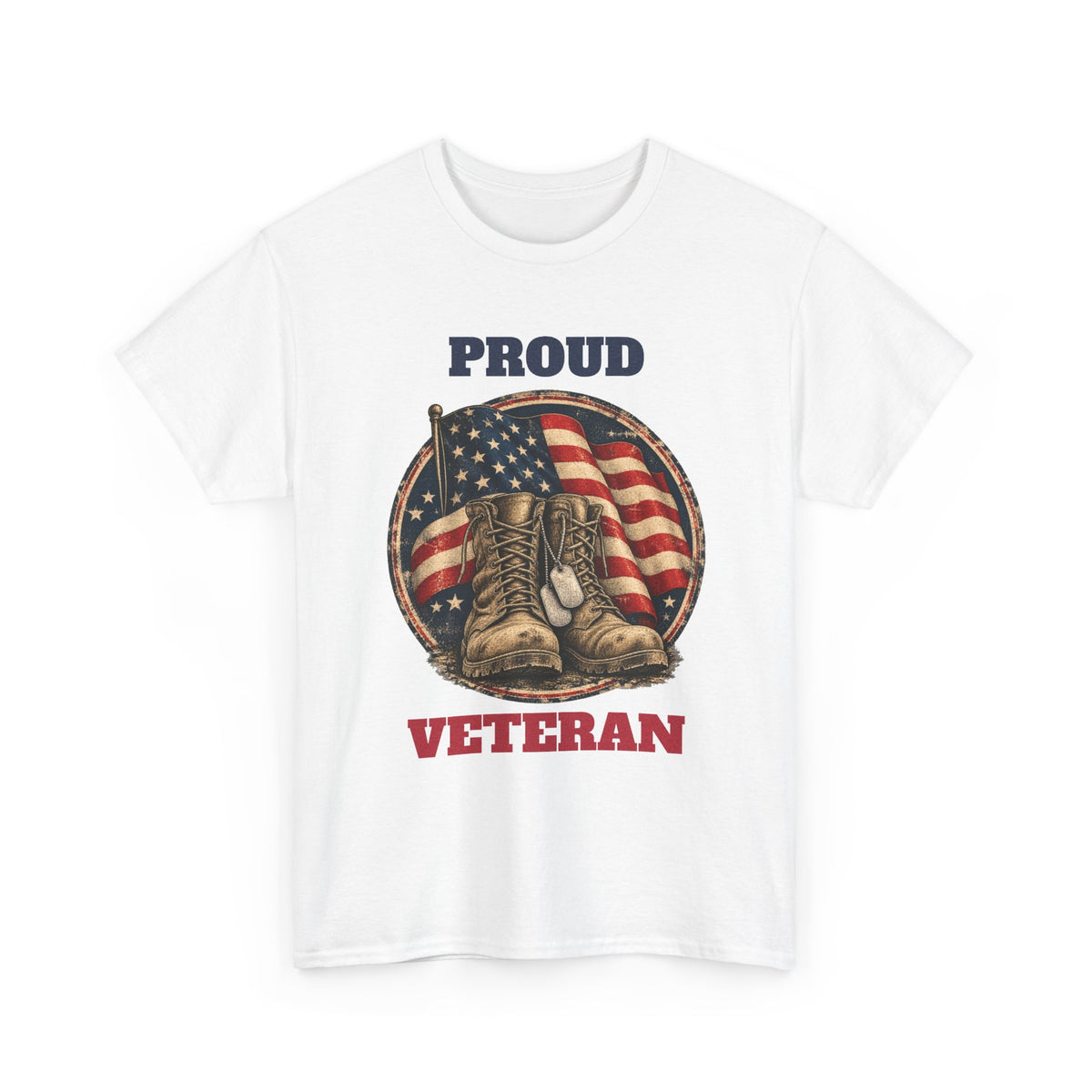 White Proud Veteran T-Shirt, front view