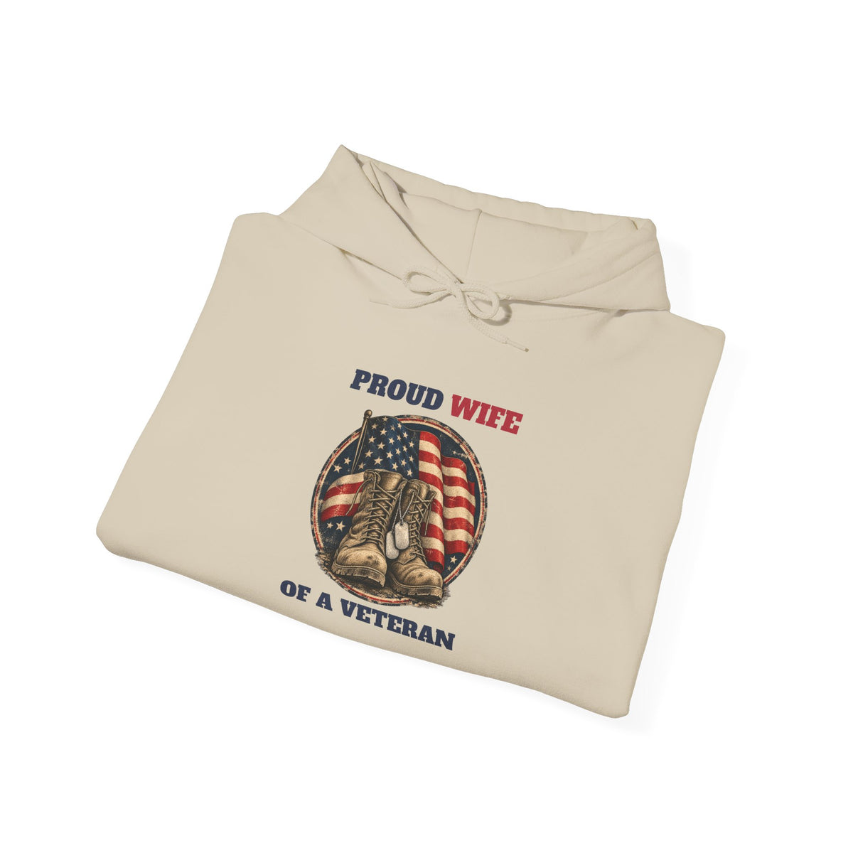 Proud Wife Of A Veteran Hoodie, folded