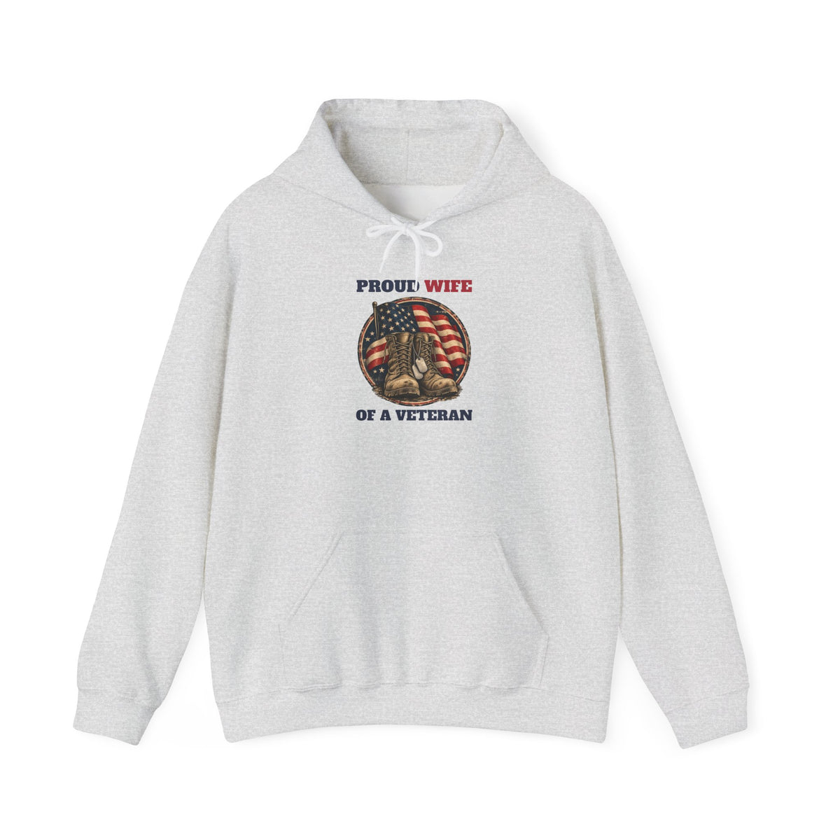 Ash Proud Wife Of A Veteran Hoodie, front view