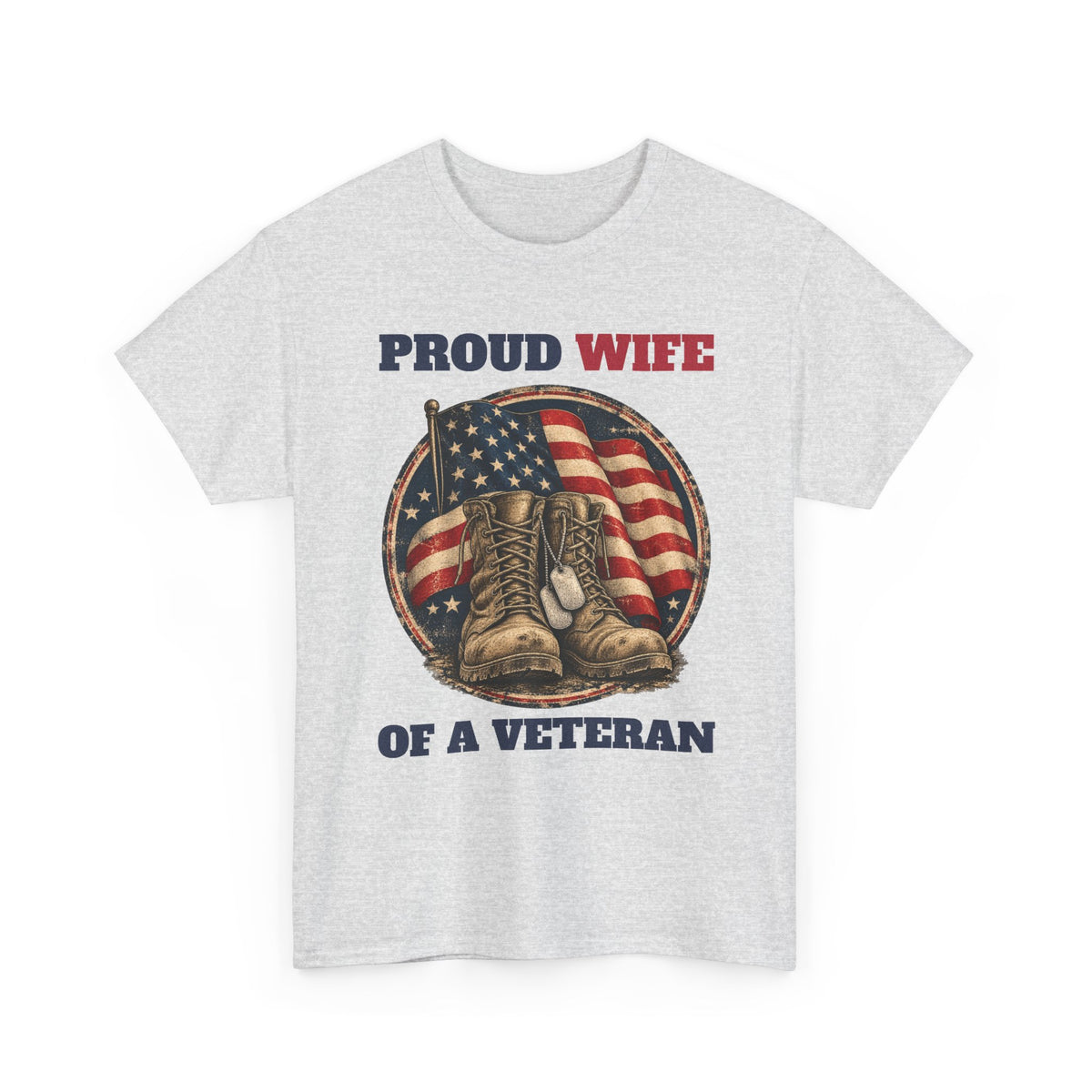 Ash Proud Wife Of A Veteran T-Shirt, front view