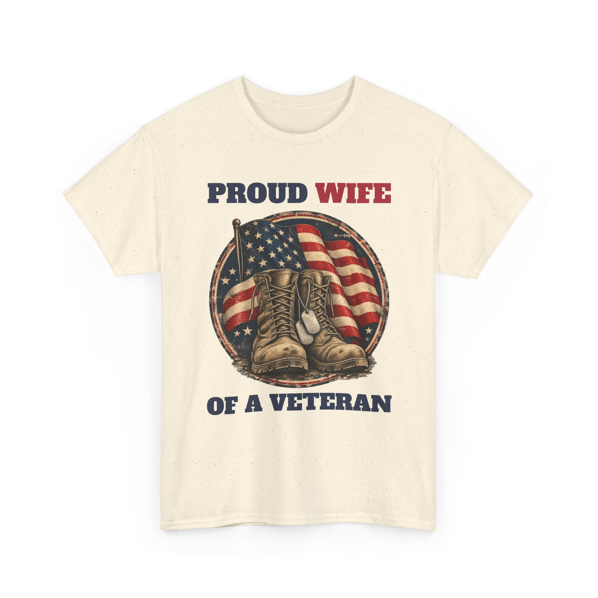 Natural Proud Wife Of A Veteran T-Shirt, front view