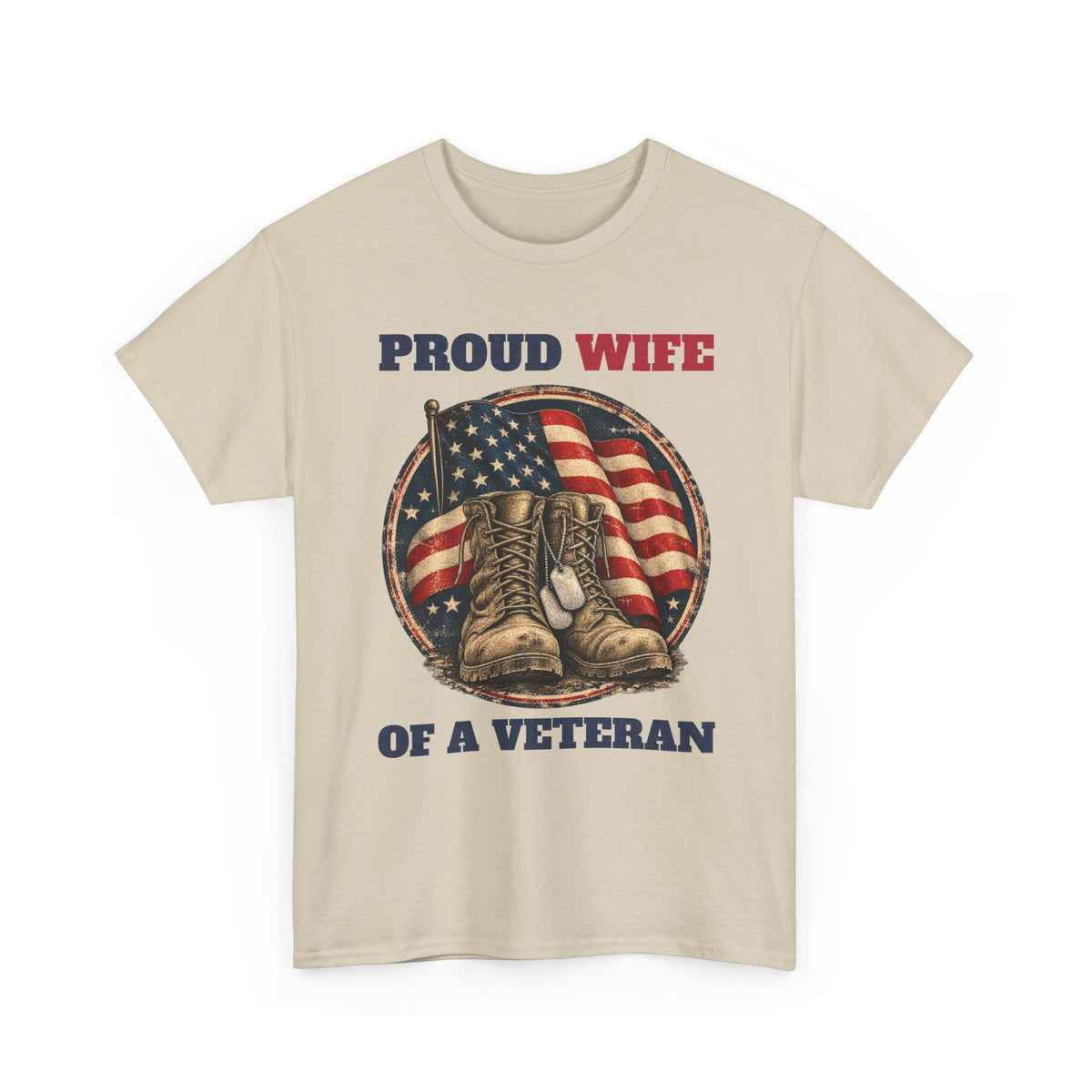 Sand Proud Wife Of A Veteran T-Shirt, front view