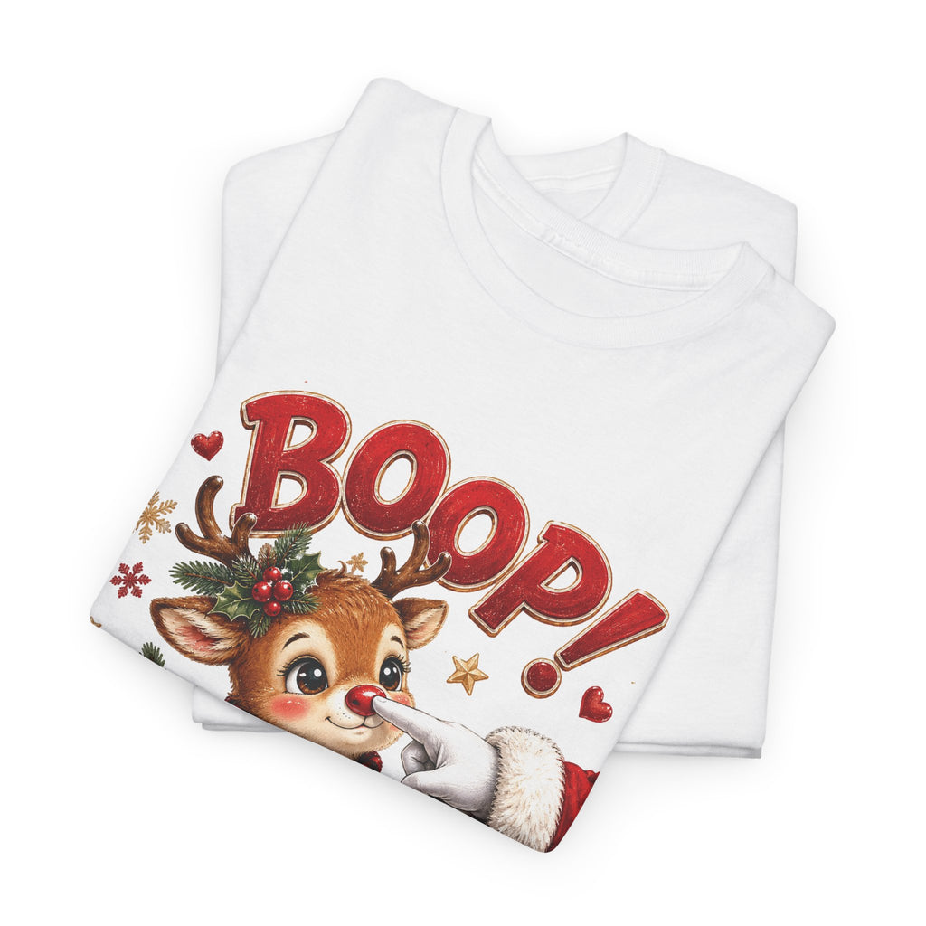 Reindeer Boop Christmas T-Shirt, folded