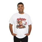 Model wearing the white Reindeer Boop Christmas T-Shirt