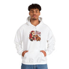 Model wearing the white Santa Boop Highland Cow Hoodie