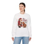 Model wearing the white Santa Boop Highland Cow Sweatshirt
