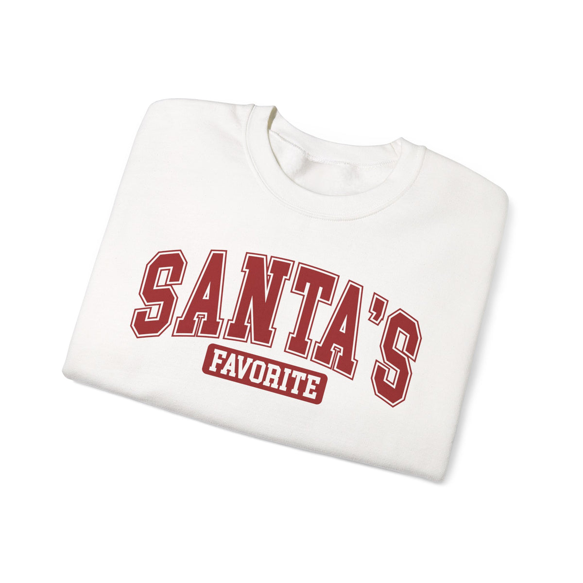 Santa's Favorite Varsity Christmas Sweatshirt, folded