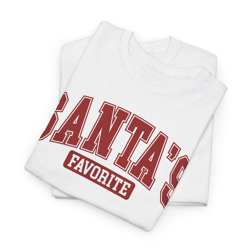 Santa's Favorite Varsity Christmas T-Shirt, folded