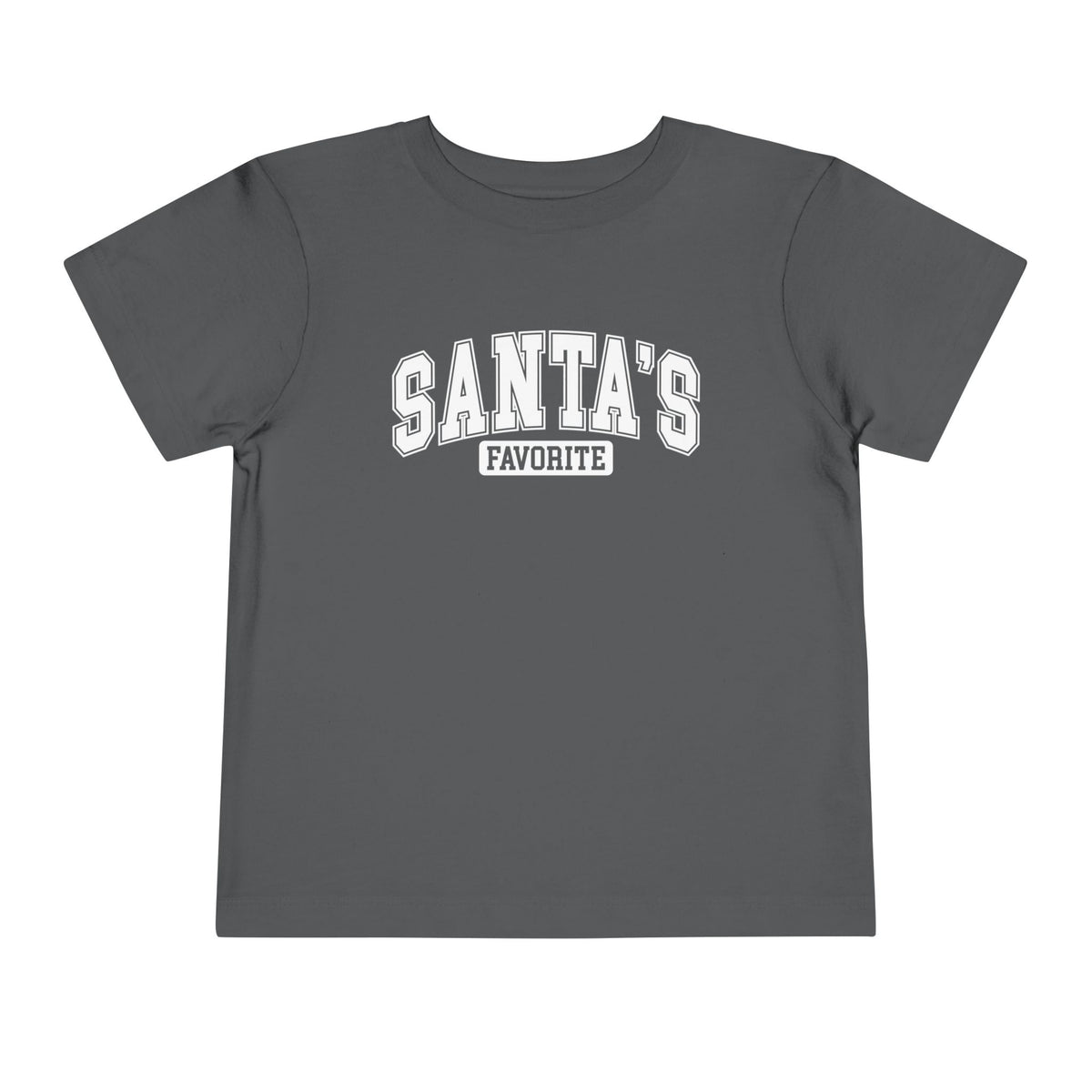Asphalt Santa's Favorite toddler t-shirt with varsity letters, front view