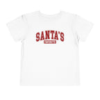 White Santa's Favorite toddler t-shirt with varsity letters, front view