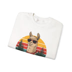 She's A Bad Momma Llama retro sunset sweatshirt, folded detail