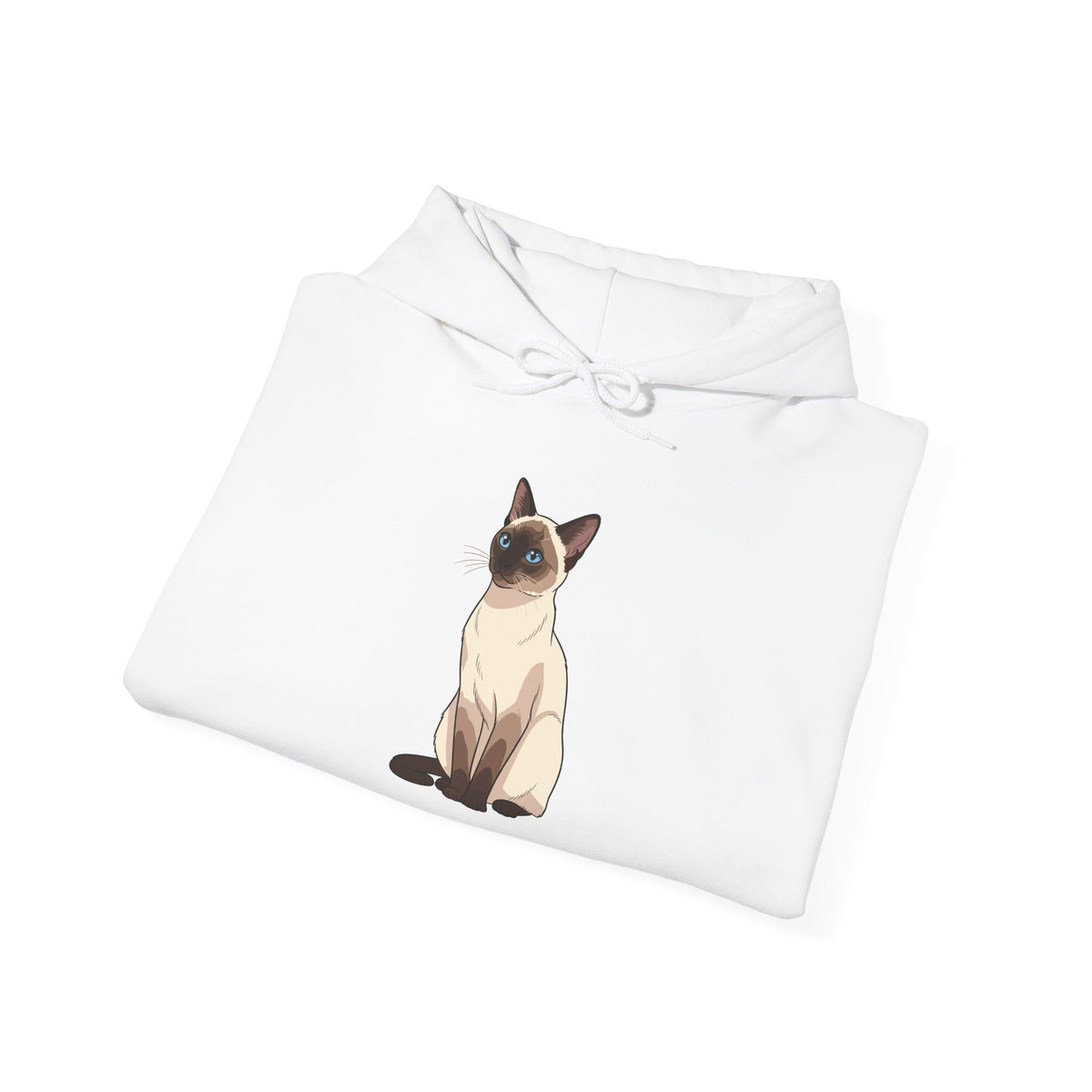 Siamese Cat illustration hoodie, folded detail