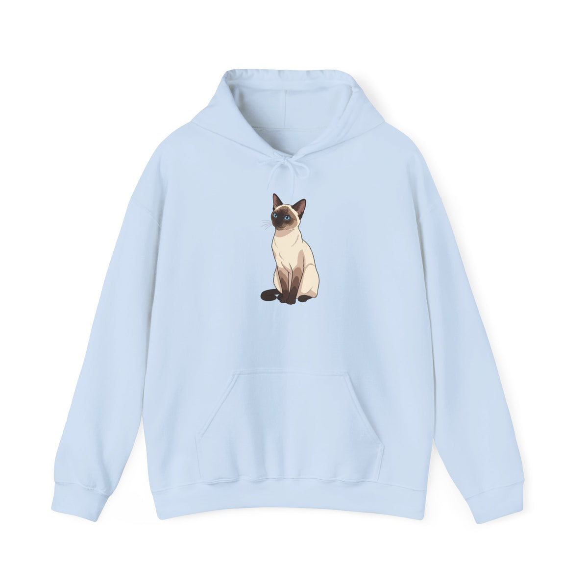 Light Blue Siamese Cat illustration hoodie, front view