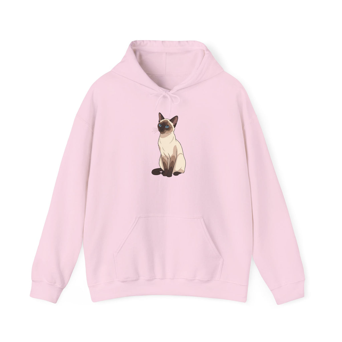 Light Pink Siamese Cat illustration hoodie, front view