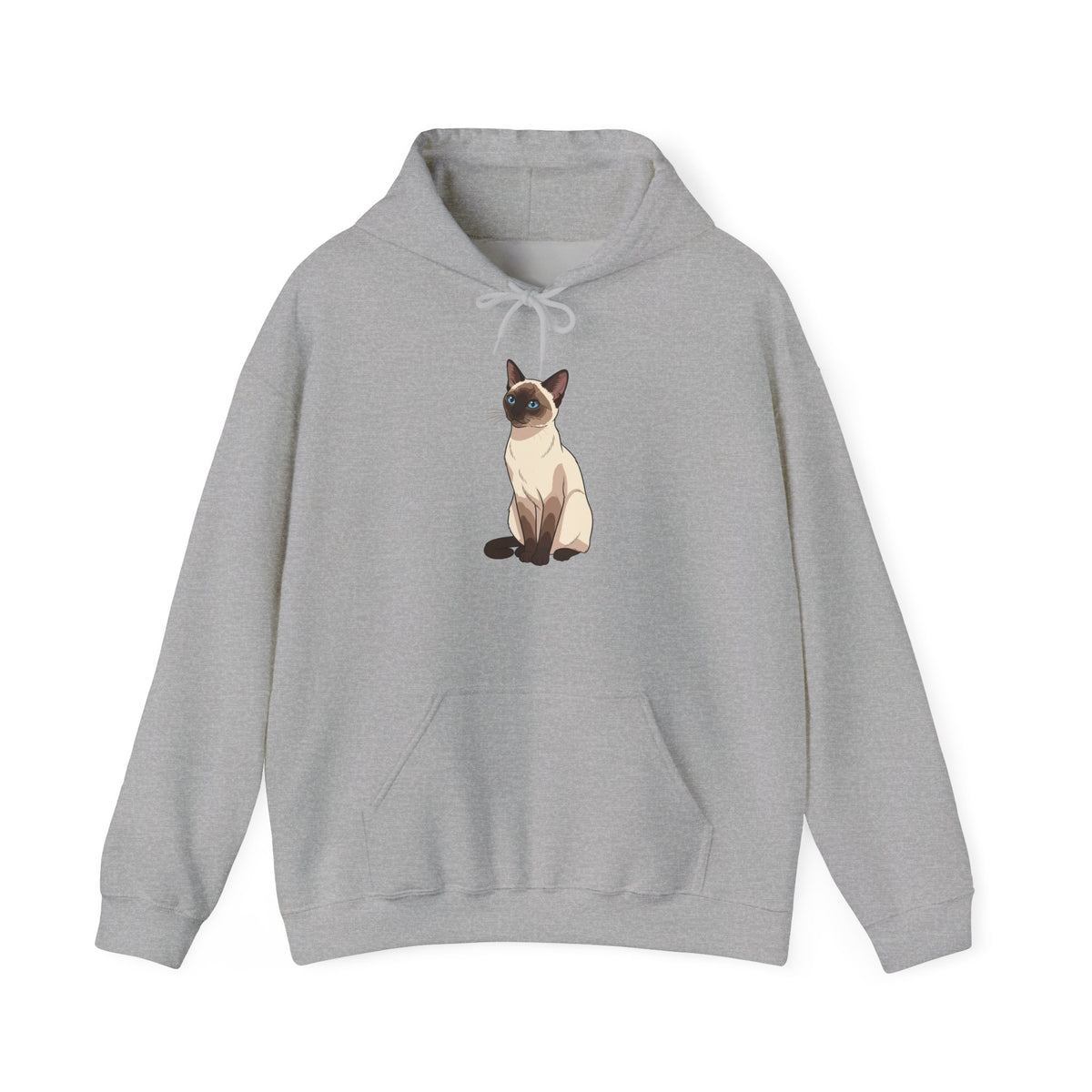Sport Grey Siamese Cat illustration hoodie, front view