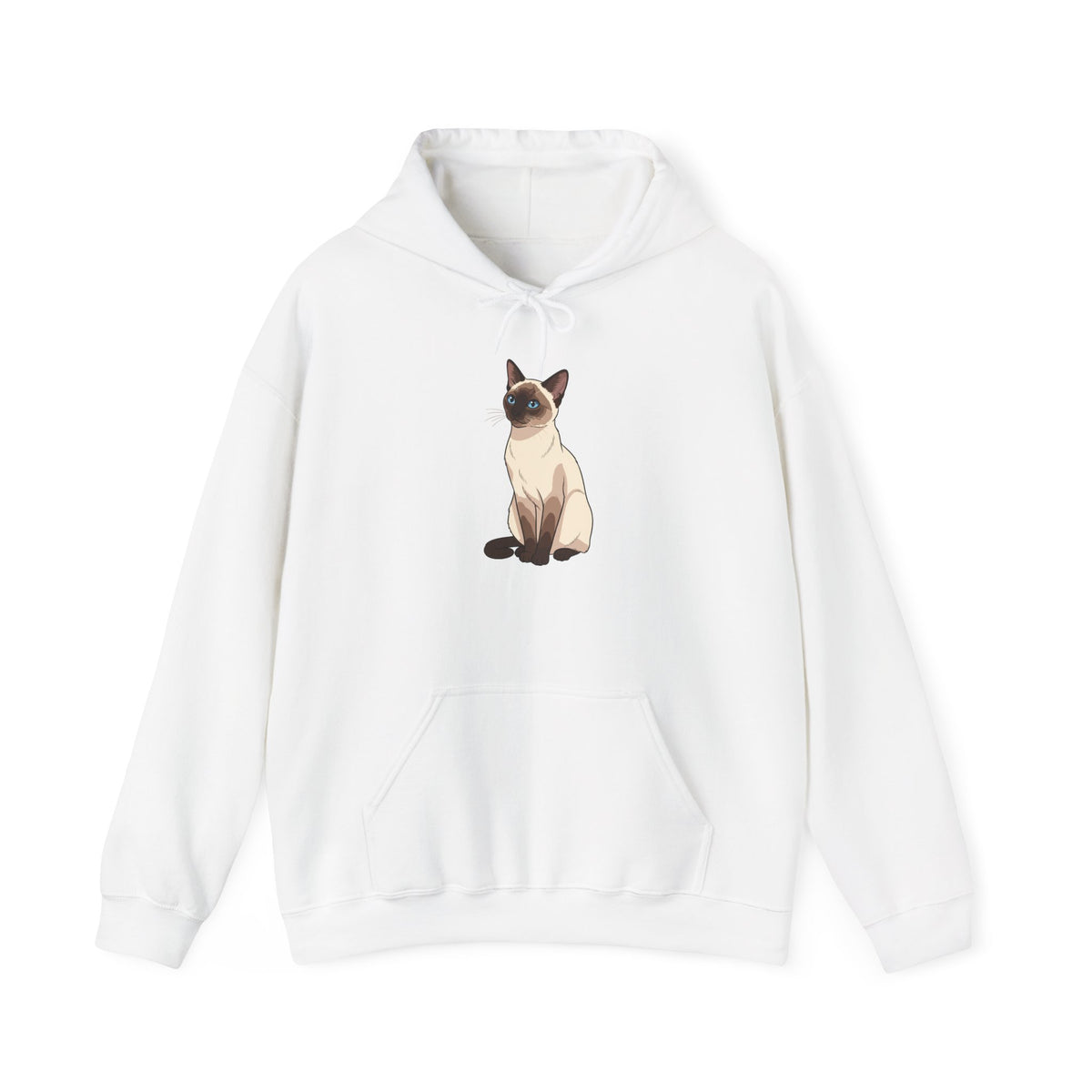 White Siamese Cat illustration hoodie, front view