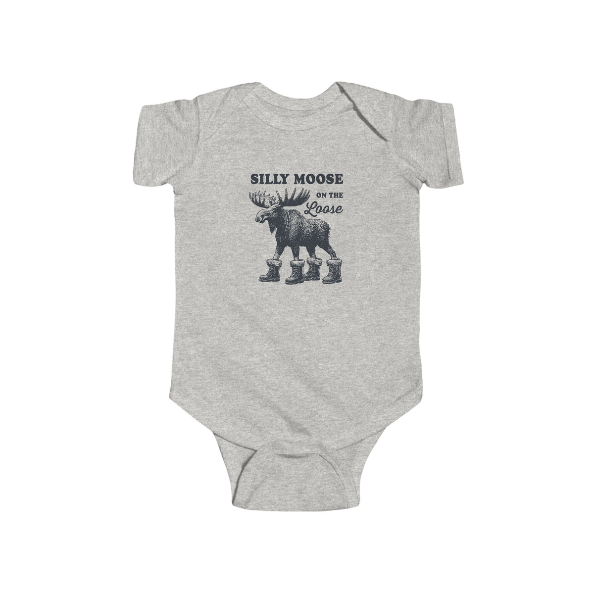 Ash Silly Moose On The Loose vintage moose baby bodysuit, front view