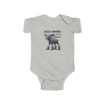 Ash Silly Moose On The Loose vintage moose baby bodysuit, front view