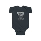 Black Silly Moose On The Loose vintage moose baby bodysuit, front view