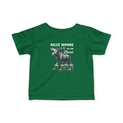 Kelly Silly Moose On The Loose vintage moose baby t-shirt, front view