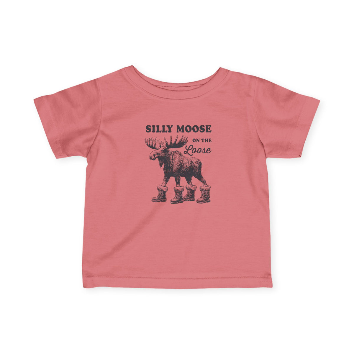 Mauvelous Silly Moose On The Loose vintage moose baby t-shirt, front view