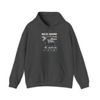 Dark Heather Silly Moose On The Loose vintage moose hoodie, front view
