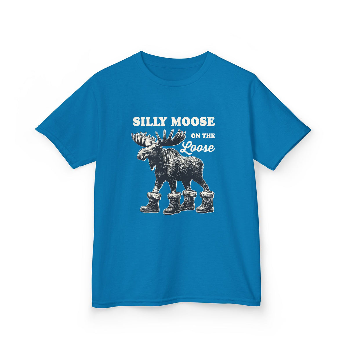 Sapphire Silly Moose On The Loose vintage moose kids t-shirt, front view