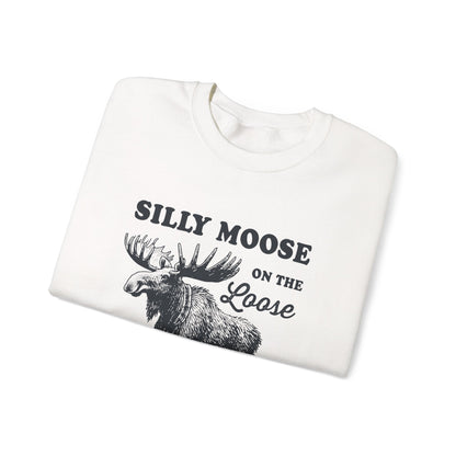 Silly Moose On The Loose vintage moose sweatshirt, folded detail