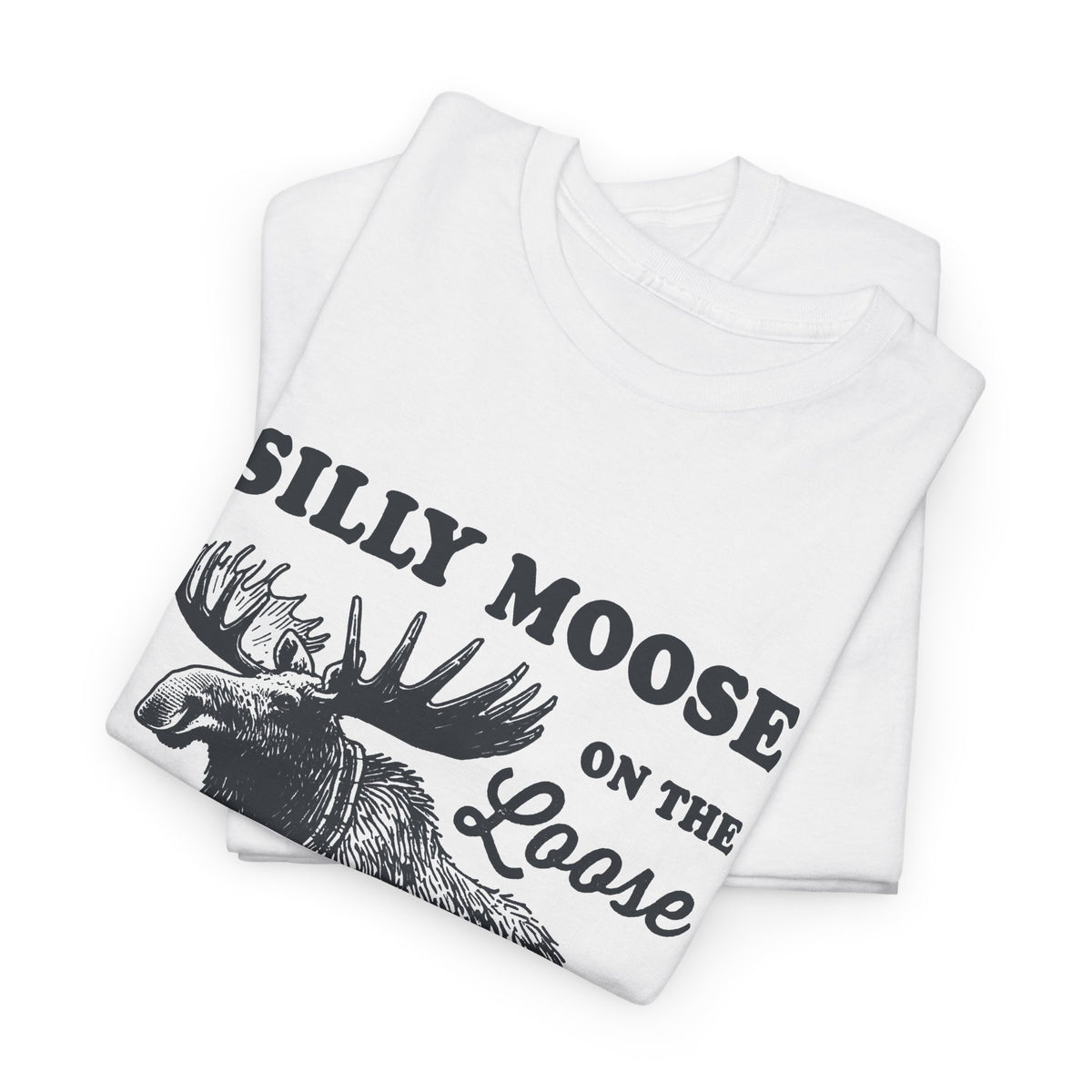 Silly Moose On The Loose vintage moose t-shirt, folded detail