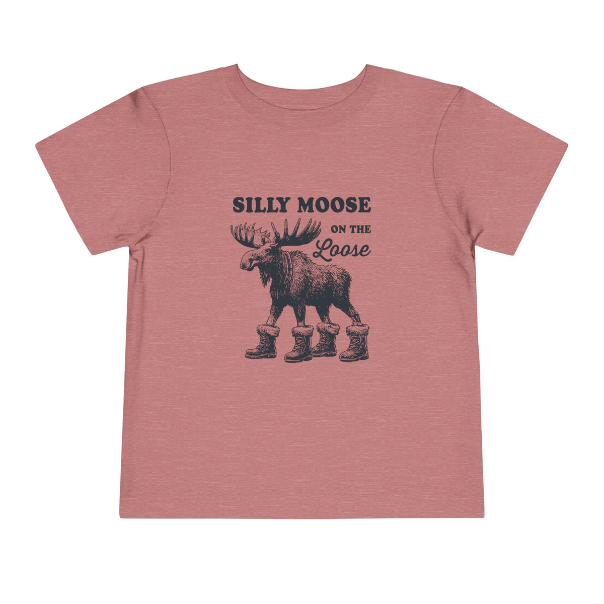 Heather Mauve Silly Moose On The Loose vintage moose toddler t-shirt, front view