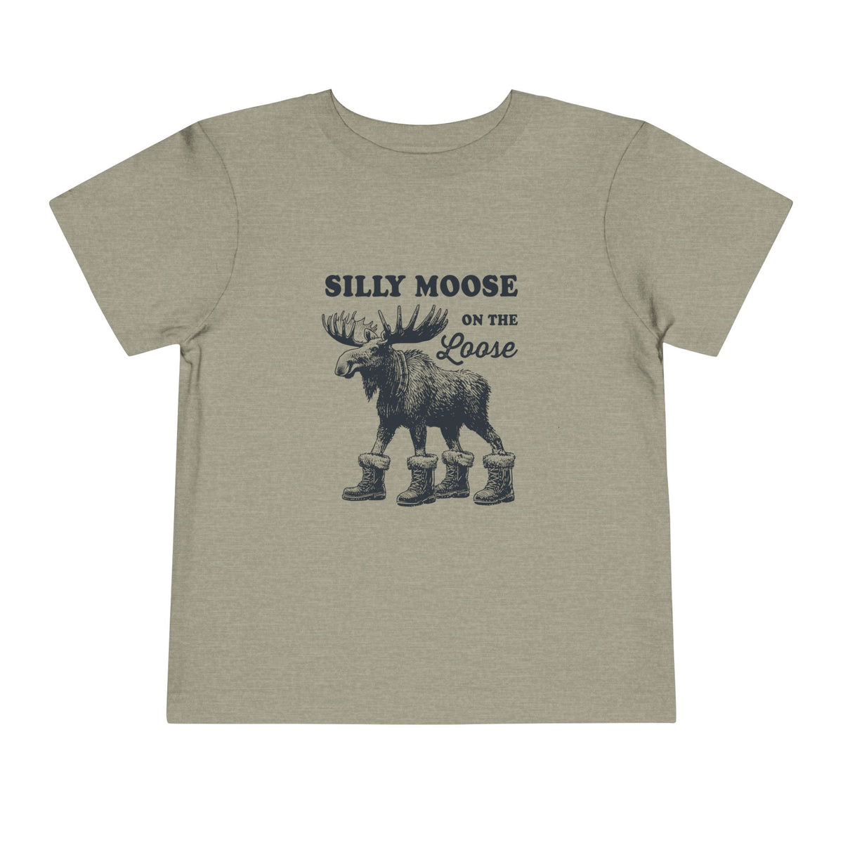 Heather Stone Silly Moose On The Loose vintage moose toddler t-shirt, front view