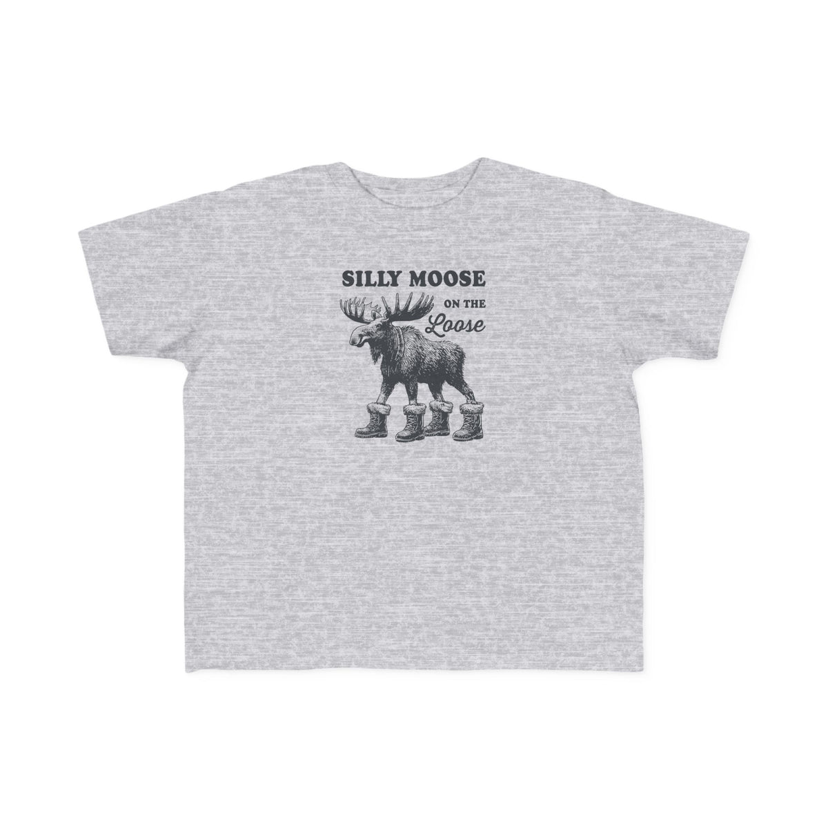 Heather Silly Moose On The Loose vintage moose toddler t-shirt, front view