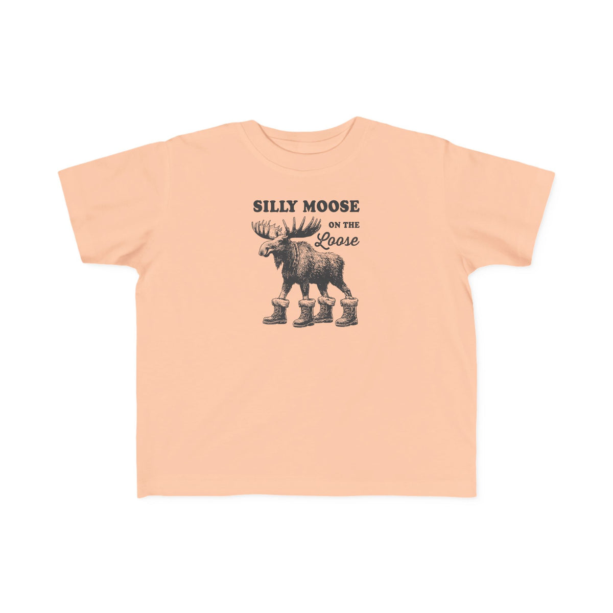 Peachy Silly Moose On The Loose vintage moose toddler t-shirt, front view