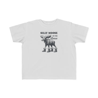 Silver Silly Moose On The Loose vintage moose toddler t-shirt, front view