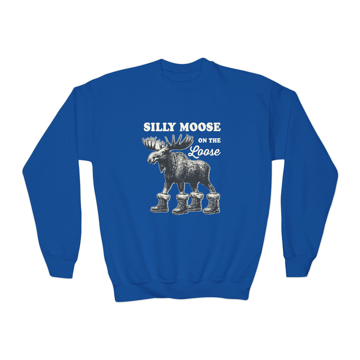 Royal Silly Moose On The Loose Youth Sweatshirt, front view