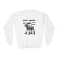 White Silly Moose On The Loose Youth Sweatshirt, front view