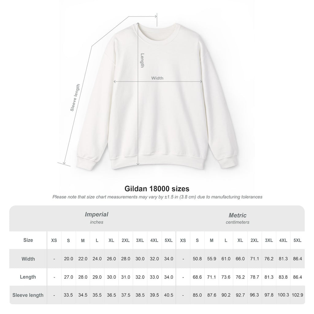 Size chart for the personalized German Shepherd Christmas sweatshirt, sizes S to 5XL