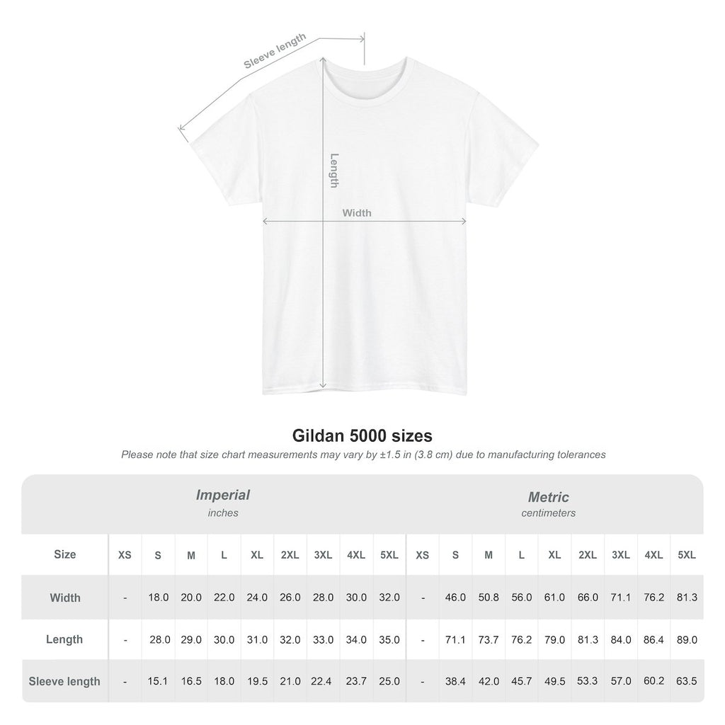 Size chart for the personalized German Shepherd Christmas t-shirt, sizes S to 5XL