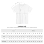 Size chart for the personalized Pug Christmas t-shirt, sizes S to 5XL