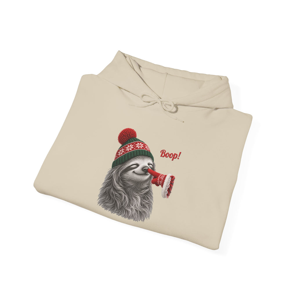 Sloth Boop Christmas Hoodie, folded