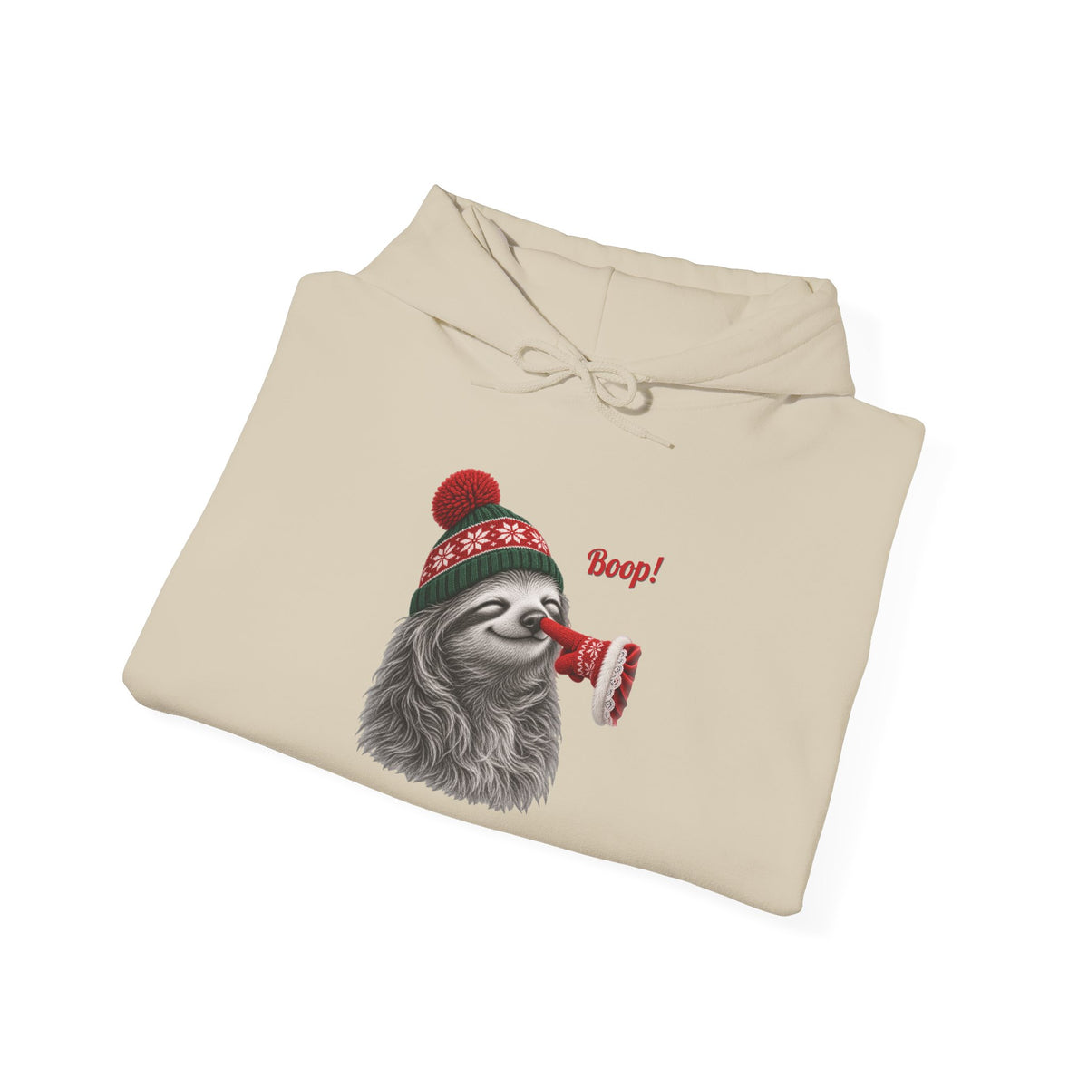 Sloth Boop Christmas Hoodie, folded