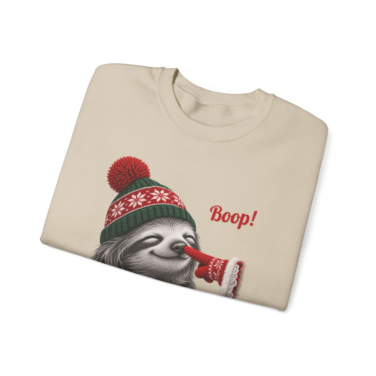 Sloth Boop Christmas Sweatshirt, folded