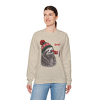 Model wearing the sand Sloth Boop Christmas Sweatshirt