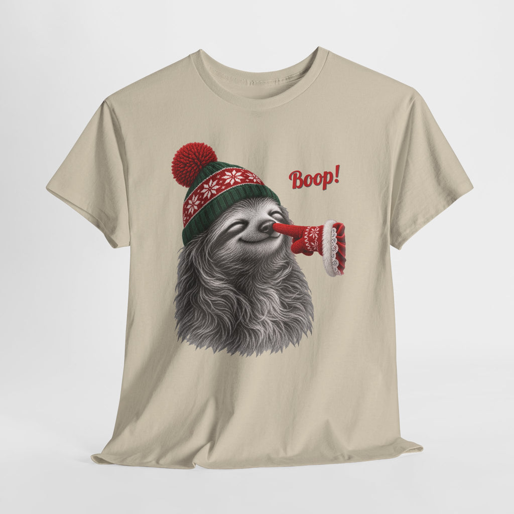 Sloth Boop Christmas T-Shirt, flat lay