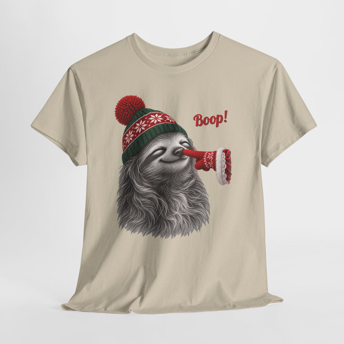 Sloth Boop Christmas T-Shirt, flat lay